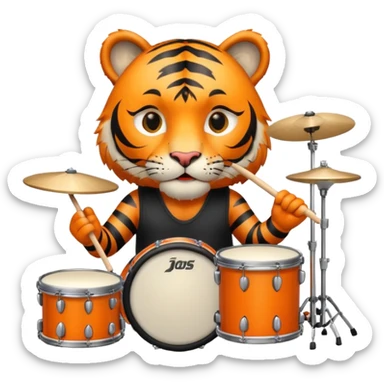 rockstar tiger who plays drums sticker