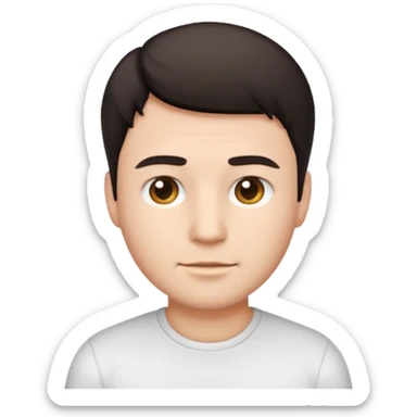 Ai create iPhone emoji, With hair comma hair short, Male, and make white shirt sticker