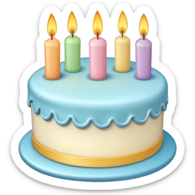 1 layer pastel birthday cake with one candle  sticker