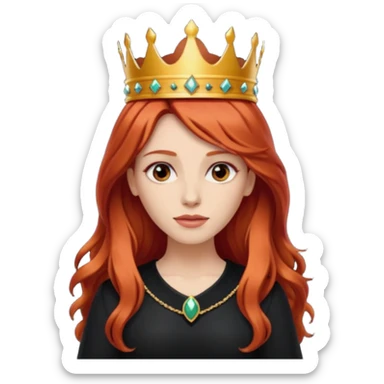 red-haired long hair princes with crown mustace. dark outfit sticker