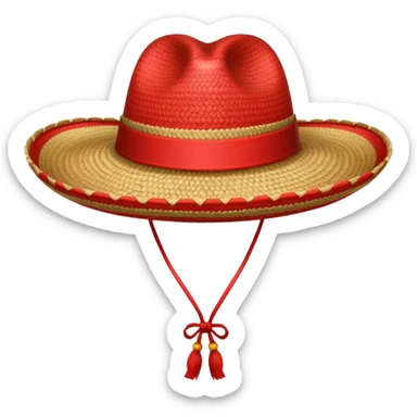 Sombrero de paja con una tira roja  sticker
