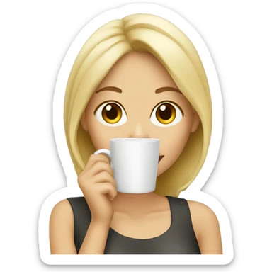A blonde woman drinking coffee sticker