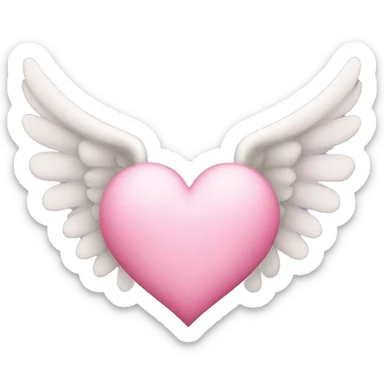 Pink heart with angel wings and faded clouds  sticker