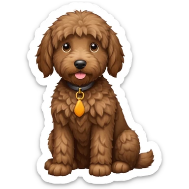 dark brown goldendoodle with straight fur, sitting sticker