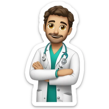 Young Spanish Aesthetic doctor saying hello sticker