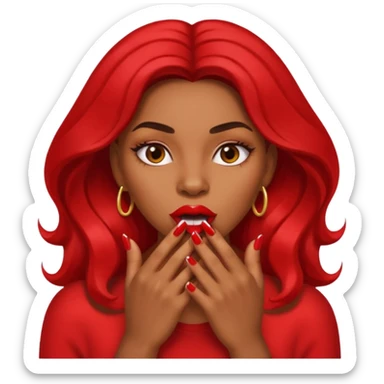 Big lips long nails bestie circle head biting her 1 nail sticker