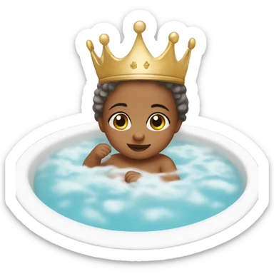 cutе baby girl in the bath with crown sticker