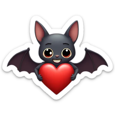 bat holding heart sticker