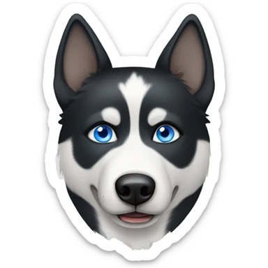 black white husky with one blue eye sticker