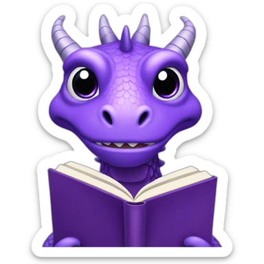 purple dragonh head holding book sticker