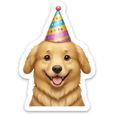 golden retriever at a birthday party sticker
