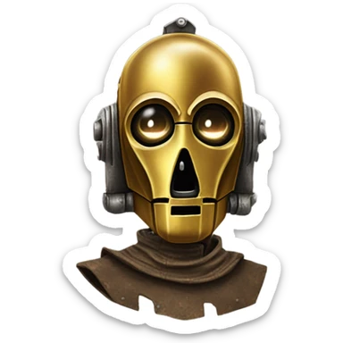 Dusty old west Bounty hunter C-3PO carbonized tarnished from space  sticker