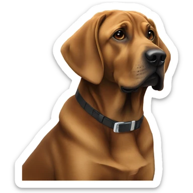 Brown Bloodhound lab mix by a Christmas tree  sticker
