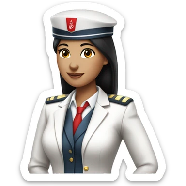 Flight attendant with black hair and a cap and uniform of emirates  sticker