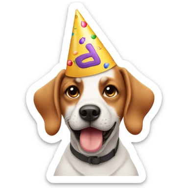 Dog in birthday hat’s  sticker
