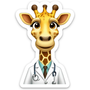 doctor giraffe with ruler hands sticker