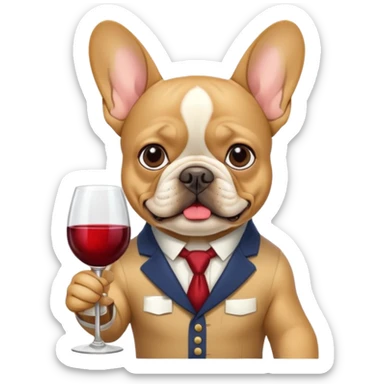Tan French bulldog drinking wine sticker