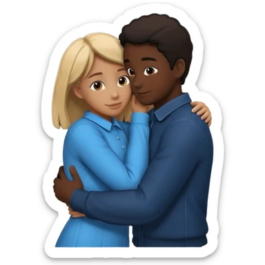 Two people hugging. They are facing each other. Silhouette only.  sticker