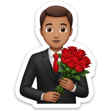 Un homme qui donne un bouquet de roses sticker
