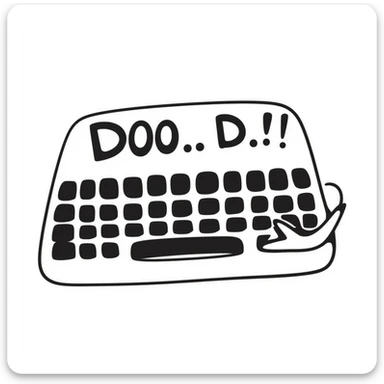 doodle style keyboard, transparent background sticker