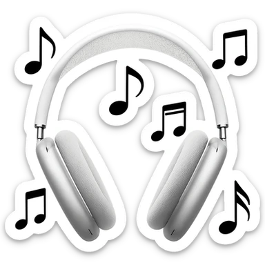 Add music notes to the AirPods MAX headphones in a general style. sticker