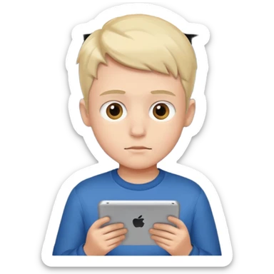 boy watching a tablet sticker