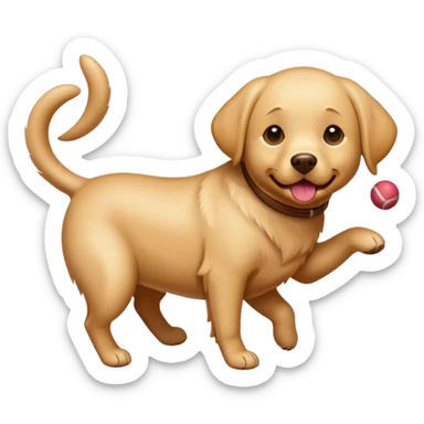 Golden lab playing fetch sticker