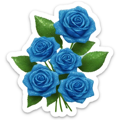 Blue glitter rose bouquet  sticker