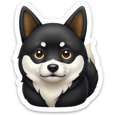 black Shiba Inu dog with pointed ears and curled tail sticker