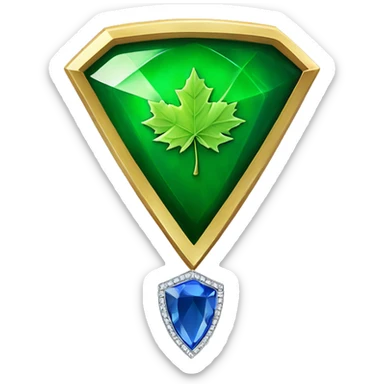 Green Maple Leaf Add Diamond saphire  gems, trophy, add a shield sticker