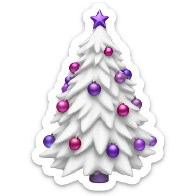 white christmas tree with pink and purple ornaments sticker