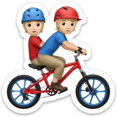 bike riding black bike blonde hair boy blue helmet sticker
