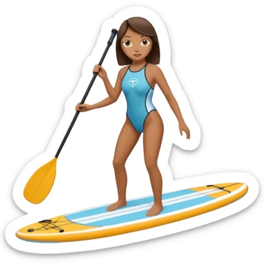 Brunette girl and paddle boarding  sticker