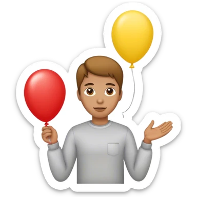 letting go of a yellow red balloon hand  sticker