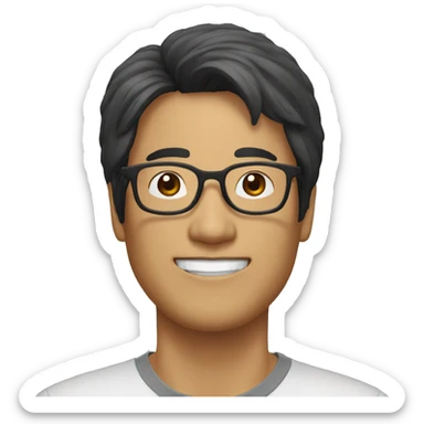 40 yo asian man with comma hair and glasses  sticker