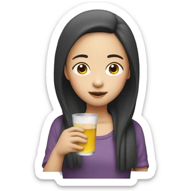 Asian girl drinking sticker