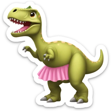 dinosaur with pink tutu sticker