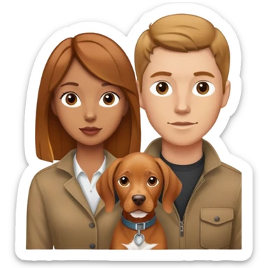 Balayage hair tan female and light brown white male with vizsla dog sticker