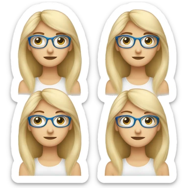 Frau blondes halblanges Haar und blaue Augen und braune Brille und Sommersprosse sticker