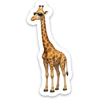 friendly anthropomorphised giraffe in casual clothing with a different color, wearing dark sunglasses, walking upright in relaxed pose sticker