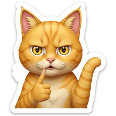 A beautiful yellow tabby with an angry expression holding up its middle finger toward the viewer sticker