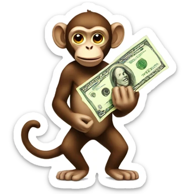 Monkey with money sticker