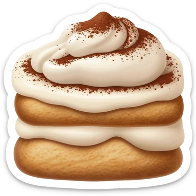Tiramisu woth white cream and cocoa powder on top sticker