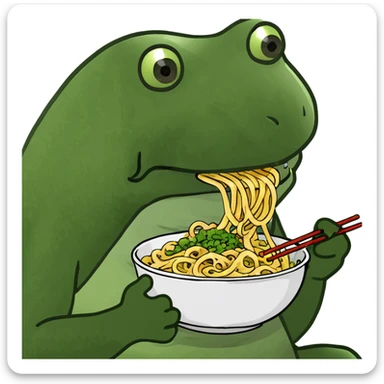 bufo eating noodles sticker