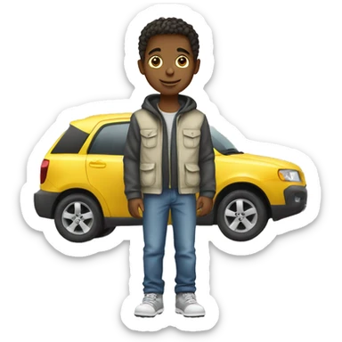 boy in casual outdoor attire car sticker