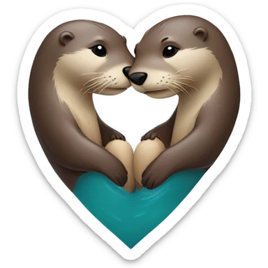 Two otters creating a heart sticker