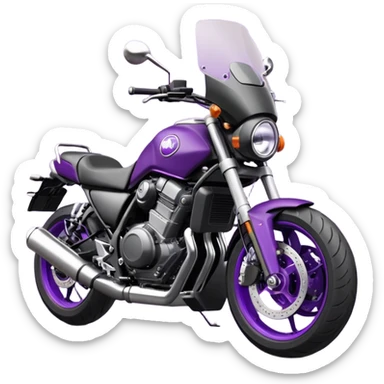 Créer un emoji copiable sur mon système iOS avec une moto mt07 noir mate nacré violet foncée. Mets une nuance intense de le violet foncée et le style de la mt07 doit être en roadster  sticker