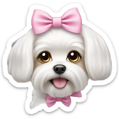 Small Maltese wearing a pink bow sticker