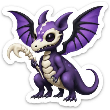 Nebulae Salandit-Cubone-Duskull-Noibat-Fakémon-hybrid-creature (full body)  sticker