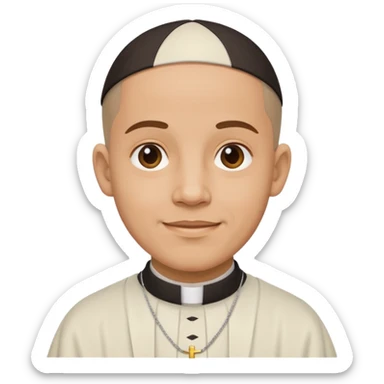 Dominican priest as a happy, expressive emoji icon, simplified, bold outlines, flat colors sticker